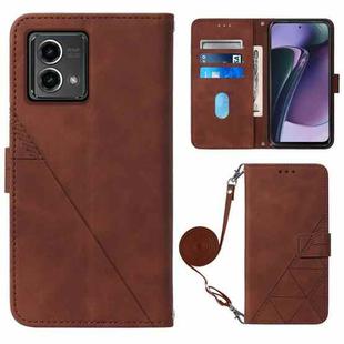 For Motorola Moto G Stylus 5G 2023 Crossbody 3D Embossed Flip Leather Phone Case(Brown)