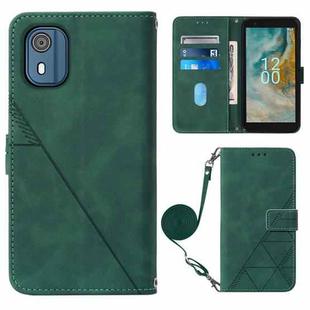 For Nokia C02 TA-1522 Crossbody 3D Embossed Flip Leather Phone Case(Dark Green)
