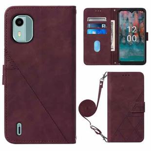 For Nokia C12 Crossbody 3D Embossed Flip Leather Phone Case(Wine Red)