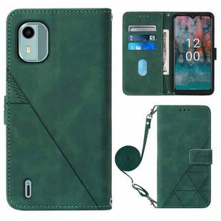 For Nokia C12 Crossbody 3D Embossed Flip Leather Phone Case(Dark Green)