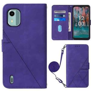 For Nokia C12 Crossbody 3D Embossed Flip Leather Phone Case(Purple)