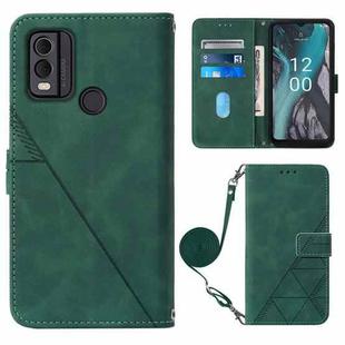 For Nokia C22 Crossbody 3D Embossed Flip Leather Phone Case(Dark Green)
