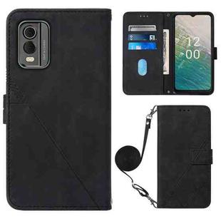 For Nokia C32 TA-1534 Crossbody 3D Embossed Flip Leather Phone Case(Black)