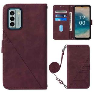 For Nokia G22 Crossbody 3D Embossed Flip Leather Phone Case(Wine Red)