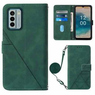 For Nokia G22 Crossbody 3D Embossed Flip Leather Phone Case(Dark Green)