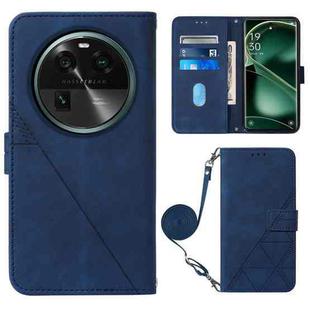 For OPPO Find X6 Crossbody 3D Embossed Flip Leather Phone Case(Blue)