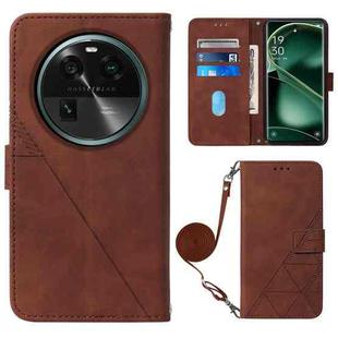 For OPPO Find X6 Crossbody 3D Embossed Flip Leather Phone Case(Brown)