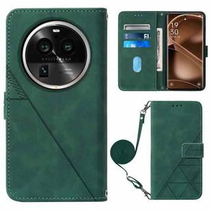 For OPPO Find X6 Pro Crossbody 3D Embossed Flip Leather Phone Case(Dark Green)