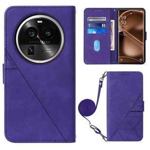 For OPPO Find X6 Pro Crossbody 3D Embossed Flip Leather Phone Case(Purple)