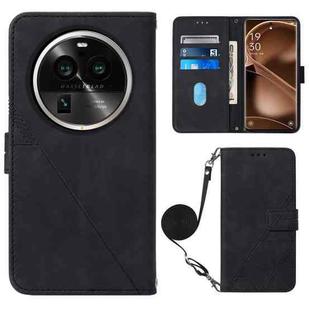 For OPPO Find X6 Pro Crossbody 3D Embossed Flip Leather Phone Case(Black)