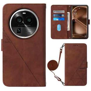 For OPPO Find X6 Pro Crossbody 3D Embossed Flip Leather Phone Case(Brown)