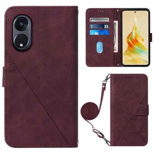 For OPPO Reno8 T 5G / A1 Pro 5G Global Crossbody 3D Embossed Flip Leather Phone Case(Wine Red)