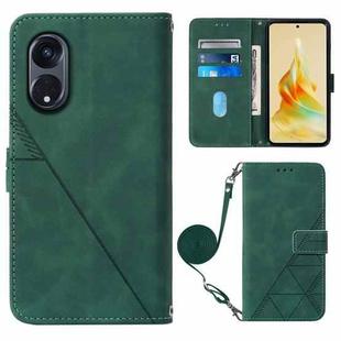For OPPO Reno8 T 5G / A1 Pro 5G Global Crossbody 3D Embossed Flip Leather Phone Case(Dark Green)