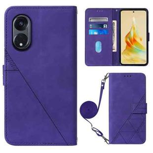 For OPPO Reno8 T 5G / A1 Pro 5G Global Crossbody 3D Embossed Flip Leather Phone Case(Purple)