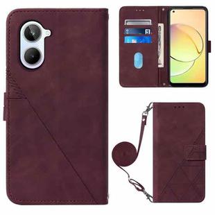 For Realme 10 4G Crossbody 3D Embossed Flip Leather Phone Case(Wine Red)