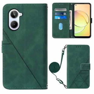For Realme 10 4G Crossbody 3D Embossed Flip Leather Phone Case(Dark Green)
