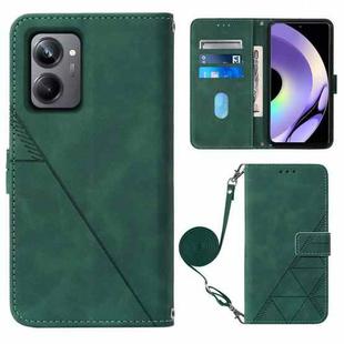 For Realme 10 Pro 5G Crossbody 3D Embossed Flip Leather Phone Case(Dark Green)