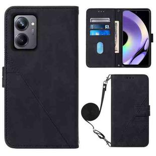 For Realme 10 Pro 5G Crossbody 3D Embossed Flip Leather Phone Case(Black)