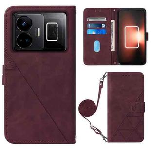 For Realme GT Neo 5  5G / GT 3 Crossbody 3D Embossed Flip Leather Phone Case(Wine Red)