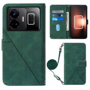 For Realme GT Neo 5  5G / GT 3 Crossbody 3D Embossed Flip Leather Phone Case(Dark Green)