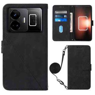 For Realme GT Neo 5  5G / GT 3 Crossbody 3D Embossed Flip Leather Phone Case(Black)