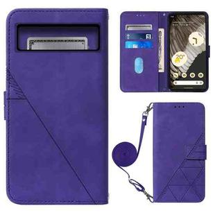 For Google Pixel 8 Crossbody 3D Embossed Flip Leather Phone Case(Purple)