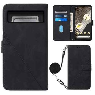 For Google Pixel 8 Crossbody 3D Embossed Flip Leather Phone Case(Black)