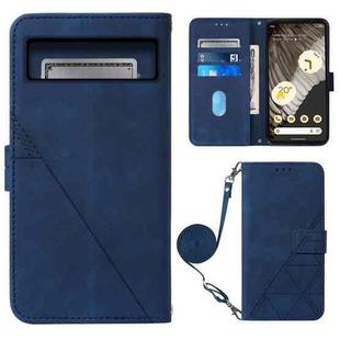 For Google Pixel 8 Crossbody 3D Embossed Flip Leather Phone Case(Blue)