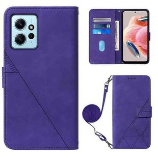 For Xiaomi Redmi Note 12 4G Global Crossbody 3D Embossed Flip Leather Phone Case(Purple)