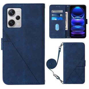For Xiaomi Redmi Note 12 Pro+ 5G Global Crossbody 3D Embossed Flip Leather Phone Case(Blue)