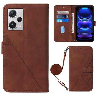 For Xiaomi Redmi Note 12 Pro+ 5G Global Crossbody 3D Embossed Flip Leather Phone Case(Brown)
