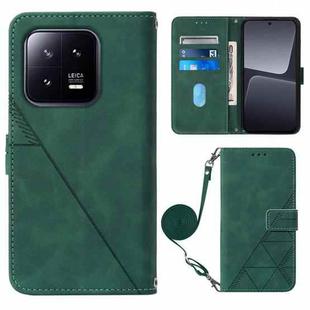 For Xiaomi 13 Crossbody 3D Embossed Flip Leather Phone Case(Dark Green)