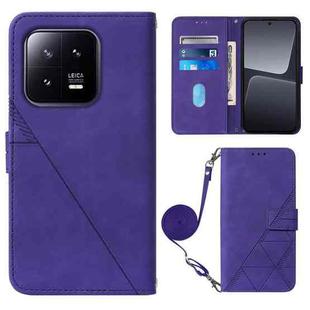 For Xiaomi 13 Crossbody 3D Embossed Flip Leather Phone Case(Purple)