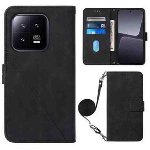 For Xiaomi 13 Crossbody 3D Embossed Flip Leather Phone Case(Black)