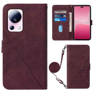 For Xiaomi 13 Lite 5G Crossbody 3D Embossed Flip Leather Phone Case(Wine Red)