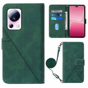 For Xiaomi 13 Lite 5G Crossbody 3D Embossed Flip Leather Phone Case(Dark Green)