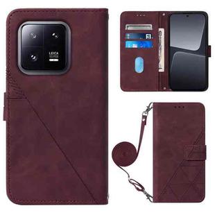 For Xiaomi 13 Pro Crossbody 3D Embossed Flip Leather Phone Case(Wine Red)
