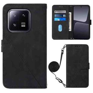 For Xiaomi 13 Pro Crossbody 3D Embossed Flip Leather Phone Case(Black)