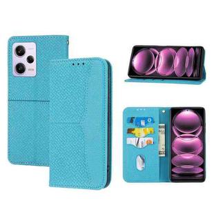 For Redmi Note 12 5G Global Woven Texture Stitching Magnetic Leather Phone Case(Blue)