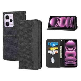 For Redmi Note 12 5G Global Woven Texture Stitching Magnetic Leather Phone Case(Black)