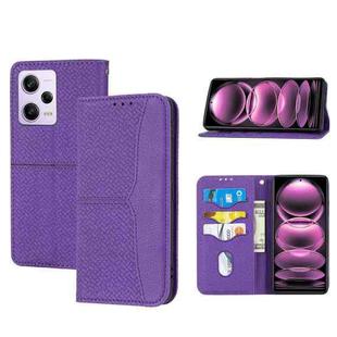 For Redmi Note 12 Pro+ Global Woven Texture Stitching Magnetic Leather Phone Case(Purple)