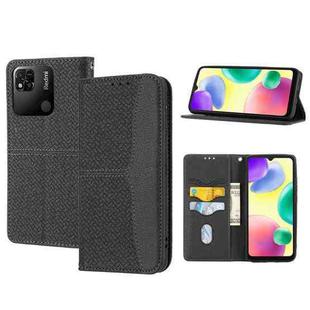 For Xiaomi Redmi 12C Woven Texture Stitching Magnetic Leather Phone Case(Black)