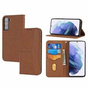 For Samsung Galaxy S23 5G Woven Texture Stitching Magnetic Leather Phone Case(Brown)