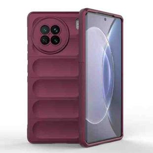 For vivo X90 5G Magic Shield TPU + Flannel Phone Case(Wine Red)