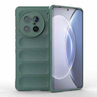 For vivo X90 Pro 5G Magic Shield TPU + Flannel Phone Case(Dark Green)