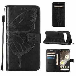 For Google Pixel 8 Embossed Butterfly Leather Phone Case(Black)