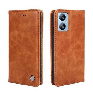For Blackview A52 Non-Magnetic Retro Texture Leather Phone Case(Brown)