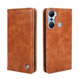 For Infinix Hot 12 Pro Non-Magnetic Retro Texture Leather Phone Case(Brown)