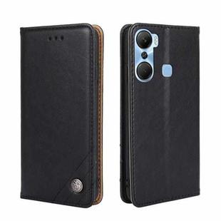 For Infinix Hot 12 Pro Non-Magnetic Retro Texture Leather Phone Case(Black)