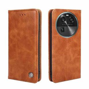 For OPPO Find X6 5G Non-Magnetic Retro Texture Leather Phone Case(Brown)